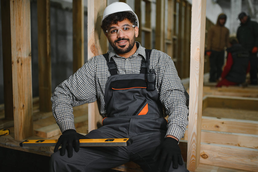 Construction worker smiling at camera