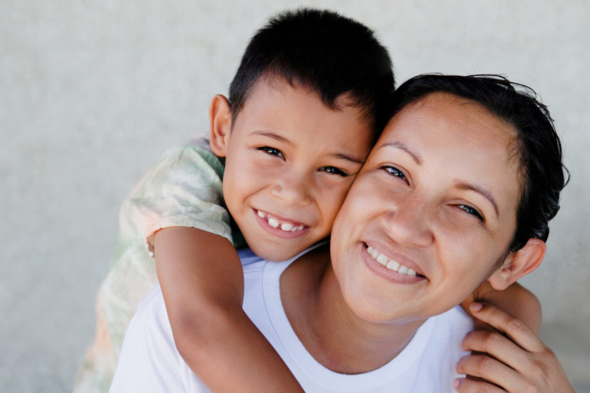 Happy mother and child